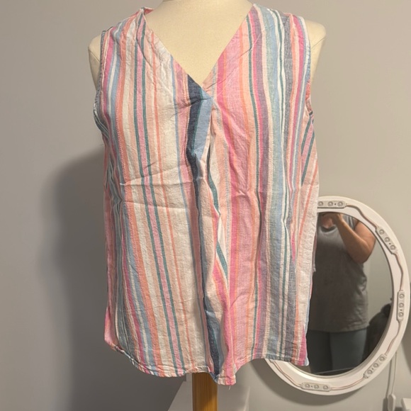 Time and Tru Tops - 25. Time and Tru Asymmetrical Pink and Blue Blouse